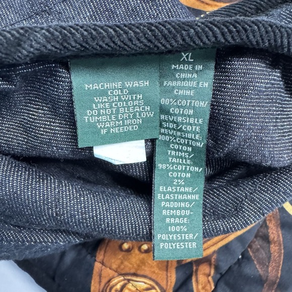 Lauren Ralph Lauren Quilted Vest XL Equestrian Reversible Denim Horse Bit Preppy - Picture 9 of 11